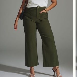 Anthropologie Colette Cropped Wide Leg Pants - size 18W - Olive Green